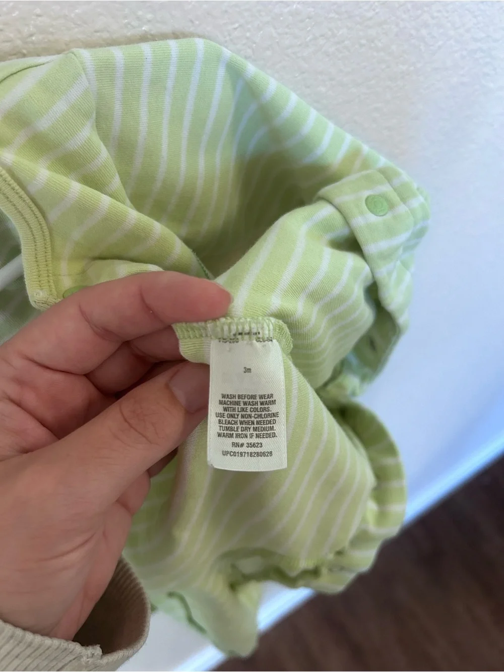 Carter's Light Green & White Striped Turtle Footed One-Piece